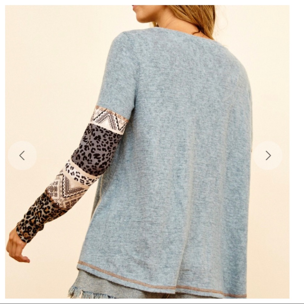 Bohemian Print Fabulous long  contrast detail sleeves perfect top - Picture 4 of 4